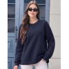 imageMAGCOMSEN Womens Winter Sweatshirts Sherpa Lined Crewneck Fleece Pullover Warm Casual Heavyweight Long Sleeve TopsNavy