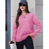 imageMAGCOMSEN Womens Winter Sweatshirts Sherpa Lined Crewneck Fleece Pullover Warm Casual Heavyweight Long Sleeve TopsPink Grey
