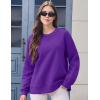 imageMAGCOMSEN Womens Winter Sweatshirts Sherpa Lined Crewneck Fleece Pullover Warm Casual Heavyweight Long Sleeve TopsPurple