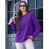 imageMAGCOMSEN Womens Winter Sweatshirts Sherpa Lined Crewneck Fleece Pullover Warm Casual Heavyweight Long Sleeve TopsPurple