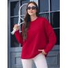 imageMAGCOMSEN Womens Winter Sweatshirts Sherpa Lined Crewneck Fleece Pullover Warm Casual Heavyweight Long Sleeve TopsTomato Red