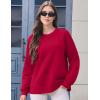 imageMAGCOMSEN Womens Winter Sweatshirts Sherpa Lined Crewneck Fleece Pullover Warm Casual Heavyweight Long Sleeve TopsTomato Red