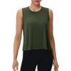 imageMAGCOMSEN Womens Workout Tank Tops Crop Sleeveless Athletic Moisture Wicking Loose Fit Summer ShirtArmygreen