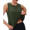 imageMAGCOMSEN Womens Workout Tank Tops Crop Sleeveless Athletic Moisture Wicking Loose Fit Summer ShirtArmygreen
