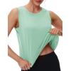 imageMAGCOMSEN Womens Workout Tank Tops Crop Sleeveless Athletic Moisture Wicking Loose Fit Summer ShirtGreygreen