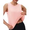 imageMAGCOMSEN Womens Workout Tank Tops Crop Sleeveless Athletic Moisture Wicking Loose Fit Summer ShirtLightpink