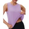imageMAGCOMSEN Womens Workout Tank Tops Crop Sleeveless Athletic Moisture Wicking Loose Fit Summer ShirtLightpurple