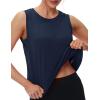 imageMAGCOMSEN Womens Workout Tank Tops Crop Sleeveless Athletic Moisture Wicking Loose Fit Summer ShirtNavyblue