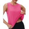 imageMAGCOMSEN Womens Workout Tank Tops Crop Sleeveless Athletic Moisture Wicking Loose Fit Summer ShirtRosered
