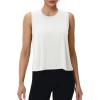 imageMAGCOMSEN Womens Workout Tank Tops Crop Sleeveless Athletic Moisture Wicking Loose Fit Summer ShirtWhite