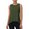 imageMAGCOMSEN Womens Workout Tank Tops Loose Fit Gym Yoga Sleeveless Shirts Athletic Running Tops FlowyArmygreen
