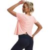 imageMAGCOMSEN Womens Workout Tops Short Sleeve Athletic Shirts Crop Split Back Tops Gym Running Quick Dry Loose FitLight Pink