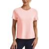 imageMAGCOMSEN Womens Workout Tops Short Sleeve Athletic Shirts Crop Split Back Tops Gym Running Quick Dry Loose FitLight Pink