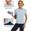 imageMAGCOMSEN Womens Workout Tops Short Sleeve Athletic Shirts Crop Split Back Tops Gym Running Quick Dry Loose FitLight Sky Blue