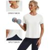 imageMAGCOMSEN Womens Workout Tops Short Sleeve Athletic Shirts Crop Split Back Tops Gym Running Quick Dry Loose FitWhite