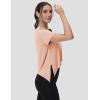 imageMAGCOMSEN Workout Top for Women Short Sleeve Athletic Yoga Crop Shirts Flowy Side Slit Loose Fit Tee Gym YogaApricot