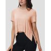 imageMAGCOMSEN Workout Top for Women Short Sleeve Athletic Yoga Crop Shirts Flowy Side Slit Loose Fit Tee Gym YogaApricot