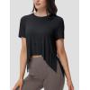 imageMAGCOMSEN Workout Top for Women Short Sleeve Athletic Yoga Crop Shirts Flowy Side Slit Loose Fit Tee Gym YogaBlack