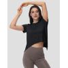 imageMAGCOMSEN Workout Top for Women Short Sleeve Athletic Yoga Crop Shirts Flowy Side Slit Loose Fit Tee Gym YogaBlack