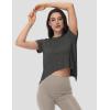 imageMAGCOMSEN Workout Top for Women Short Sleeve Athletic Yoga Crop Shirts Flowy Side Slit Loose Fit Tee Gym YogaGrey