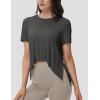 imageMAGCOMSEN Workout Top for Women Short Sleeve Athletic Yoga Crop Shirts Flowy Side Slit Loose Fit Tee Gym YogaGrey