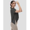 imageMAGCOMSEN Workout Top for Women Short Sleeve Athletic Yoga Crop Shirts Flowy Side Slit Loose Fit Tee Gym YogaGrey