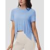 imageMAGCOMSEN Workout Top for Women Short Sleeve Athletic Yoga Crop Shirts Flowy Side Slit Loose Fit Tee Gym YogaLight Blue