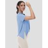 imageMAGCOMSEN Workout Top for Women Short Sleeve Athletic Yoga Crop Shirts Flowy Side Slit Loose Fit Tee Gym YogaLight Blue