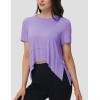 imageMAGCOMSEN Workout Top for Women Short Sleeve Athletic Yoga Crop Shirts Flowy Side Slit Loose Fit Tee Gym YogaTaro Purple