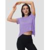 imageMAGCOMSEN Workout Top for Women Short Sleeve Athletic Yoga Crop Shirts Flowy Side Slit Loose Fit Tee Gym YogaTaro Purple