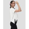 imageMAGCOMSEN Workout Top for Women Short Sleeve Athletic Yoga Crop Shirts Flowy Side Slit Loose Fit Tee Gym YogaWhite