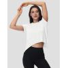imageMAGCOMSEN Workout Top for Women Short Sleeve Athletic Yoga Crop Shirts Flowy Side Slit Loose Fit Tee Gym YogaWhite