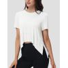 imageMAGCOMSEN Workout Top for Women Short Sleeve Athletic Yoga Crop Shirts Flowy Side Slit Loose Fit Tee Gym YogaWhite