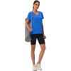 imageMAGCOMSEN Workout Tops for Women UPF 80 VNeck Short Sleeve Tee Shirt Quick Dry T Shirts Gym Athletic Yoga TopAzure
