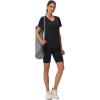 imageMAGCOMSEN Workout Tops for Women UPF 80 VNeck Short Sleeve Tee Shirt Quick Dry T Shirts Gym Athletic Yoga TopBlack