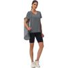 imageMAGCOMSEN Workout Tops for Women UPF 80 VNeck Short Sleeve Tee Shirt Quick Dry T Shirts Gym Athletic Yoga TopGray