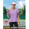 imageMAGCOMSEN Workout Tops for Women UPF 80 VNeck Short Sleeve Tee Shirt Quick Dry T Shirts Gym Athletic Yoga TopLightpurple
