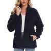 imageMAGCOMSEN Fleece Jackets for Women Black Sherpa Full Zip Winter Jacket Warm Fuzzy Teddy Outfits with zip pockets2XL