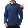 imageMAGCOMSEN Quarter Zip Pullover Men 14 Zip Golf Jacket Fleece Lined Water Resistant Sweatshirt 2 Zipper Pockets WinterNavy