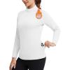 imageMAGCOMSEN Thermal Shirts for Women Mock Turtneck Long Sleeve Tops Fleece Pullover Workout Running Winter Base LayerWhite
