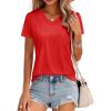 imageMAGCOMSEN Womens Cotton T Shirt VNeck Short Sleeve Shirt ClassicFit Casual Breathable Tee Summer Basic TopsAtomato Red