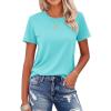 imageMAGCOMSEN Womens Cotton TShirts ShortSleeve Shirts CrewNeck Tops ClassicFit Breathable Casual Summer TeesPale Blue