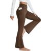 imageMAGCOMSEN Womens Flare Yoga Leggings High Waisted Bootcut Pants with Pockets Tummy Control Work Dress Bell Bottom PantsDark Brown