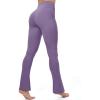 imageMAGCOMSEN Womens High Waisted Flare Leggings Tummy Control Yoga Pants with Pockets Mini Flared Bootcut Workout CasualDark Purple