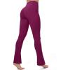 imageMAGCOMSEN Womens High Waisted Flare Leggings Tummy Control Yoga Pants with Pockets Mini Flared Bootcut Workout CasualDark Rose