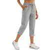 imageMAGCOMSEN Womens Hiking Capris Pants UPF 50 Lightweight Quick Dry Workout Travel Summer Casual Pants Zipper PocketsLight Gray