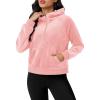 imageMAGCOMSEN Womens Hoodies HalfZip Cropped Velour Sweatshirts Long Sleeve Fleece Pullover with Pocket Casual OutfitsPink