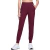 imageMAGCOMSEN Womens Joggers High Waisted Yoga Pants with Pockets Loose Leggings for Workout Athletic Lounge RunningWine Red