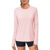 imageMAGCOMSEN Womens Long Sleeve Shirts UPF 80 Quick Dry Athletic Workout Tee Shirts with Thumb Holes Rash Guard Swim TopsLightpink