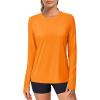 imageMAGCOMSEN Womens Long Sleeve Shirts UPF 80 Quick Dry Athletic Workout Tee Shirts with Thumb Holes Rash Guard Swim TopsNeon Orange